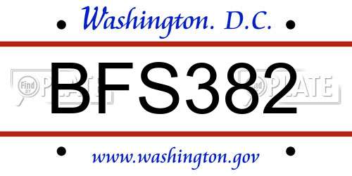 BFS382 District Of Columbia License Plate