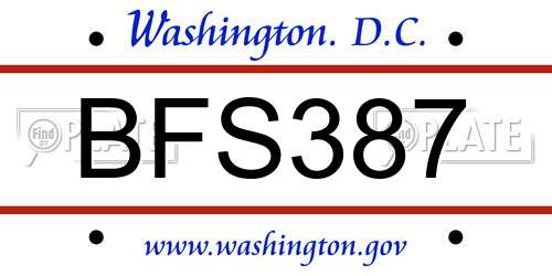 BFS387 District Of Columbia License Plate