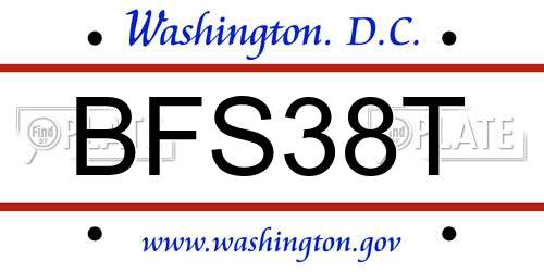 BFS38T District Of Columbia License Plate