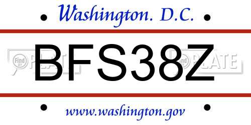 BFS38Z District Of Columbia License Plate