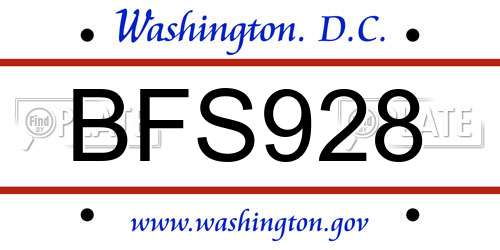 BFS928 District Of Columbia License Plate