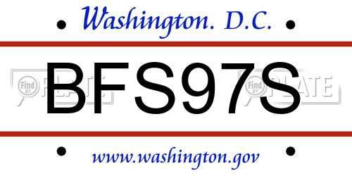 BFS97S District Of Columbia License Plate