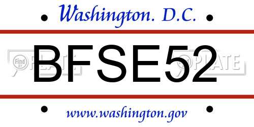 BFSE52 District Of Columbia License Plate