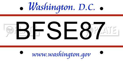 BFSE87 District Of Columbia License Plate