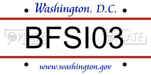 BFSI03 District Of Columbia License Plate