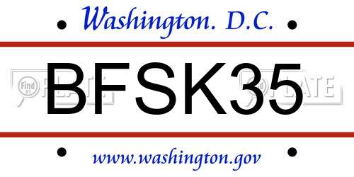 BFSK35 District Of Columbia License Plate
