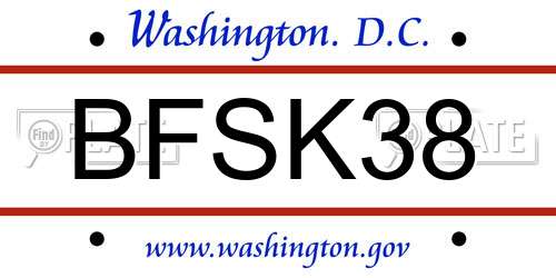 BFSK38 District Of Columbia License Plate