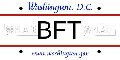 BFT District Of Columbia License Plate