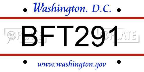 BFT291 District Of Columbia License Plate