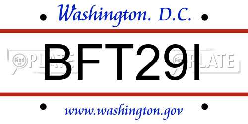 BFT29I District Of Columbia License Plate