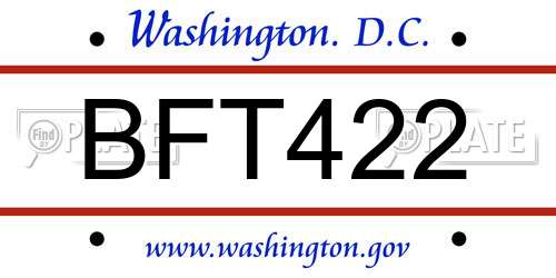 BFT422 District Of Columbia License Plate