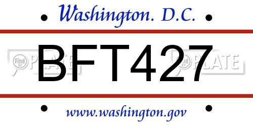 BFT427 District Of Columbia License Plate