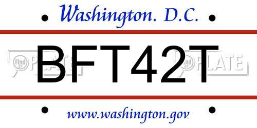 BFT42T District Of Columbia License Plate