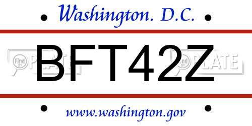 BFT42Z District Of Columbia License Plate