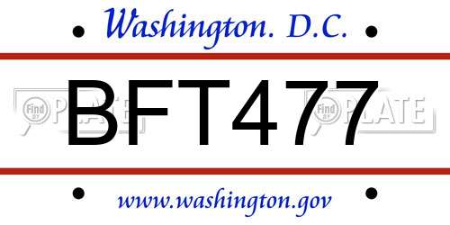 BFT477 District Of Columbia License Plate