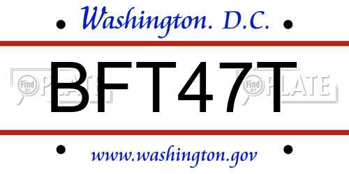BFT47T District Of Columbia License Plate