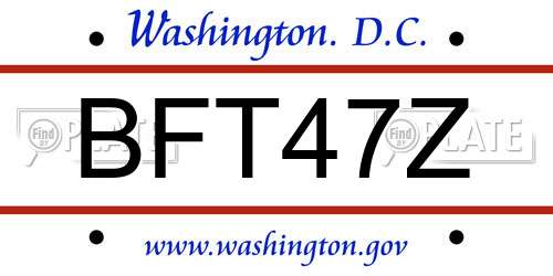 BFT47Z District Of Columbia License Plate