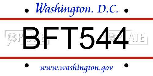 BFT544 District Of Columbia License Plate