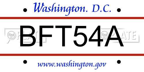 BFT54A District Of Columbia License Plate