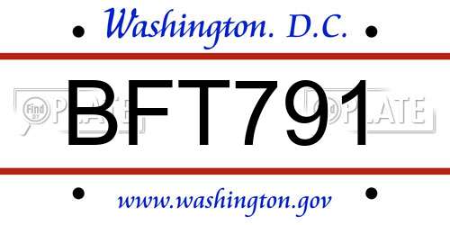 BFT791 District Of Columbia License Plate