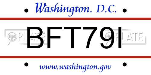 BFT79I District Of Columbia License Plate