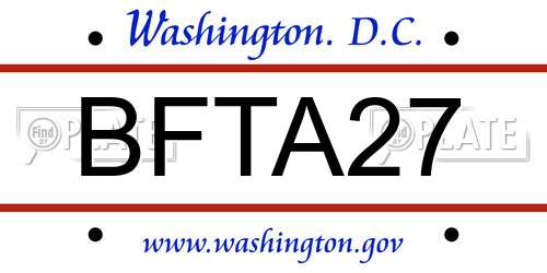 BFTA27 District Of Columbia License Plate