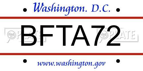 BFTA72 District Of Columbia License Plate