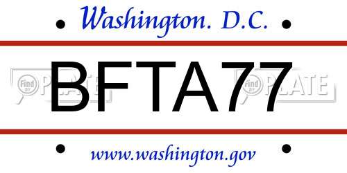 BFTA77 District Of Columbia License Plate