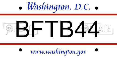 BFTB44 District Of Columbia License Plate