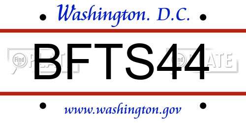 BFTS44 District Of Columbia License Plate