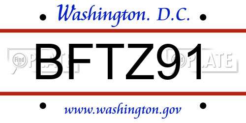 BFTZ91 District Of Columbia License Plate