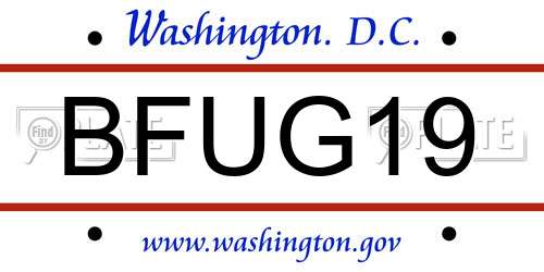 BFUG19 District Of Columbia License Plate