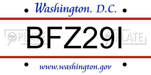 BFZ29I District Of Columbia License Plate