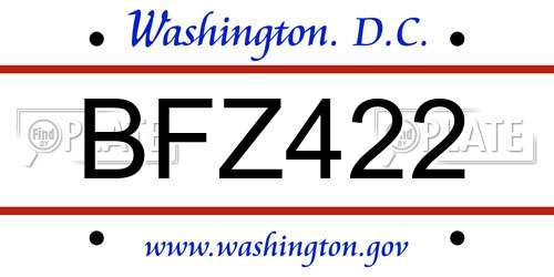 BFZ422 District Of Columbia License Plate