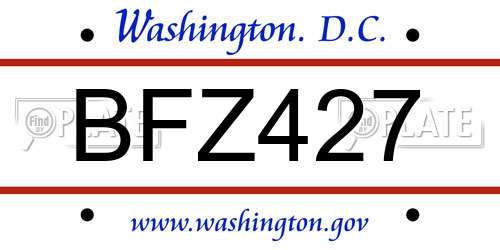 BFZ427 District Of Columbia License Plate