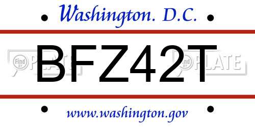 BFZ42T District Of Columbia License Plate