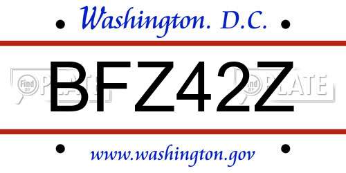 BFZ42Z District Of Columbia License Plate