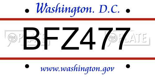 BFZ477 District Of Columbia License Plate