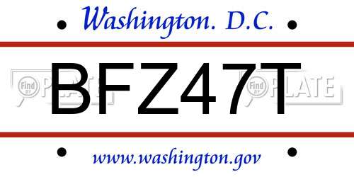 BFZ47T District Of Columbia License Plate