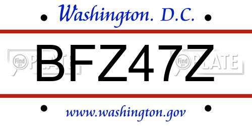 BFZ47Z District Of Columbia License Plate