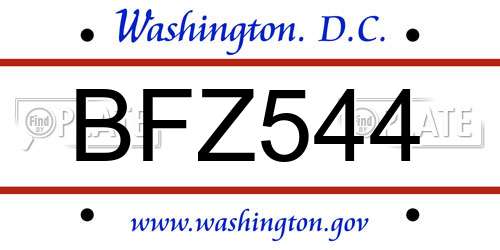 BFZ544 District Of Columbia License Plate