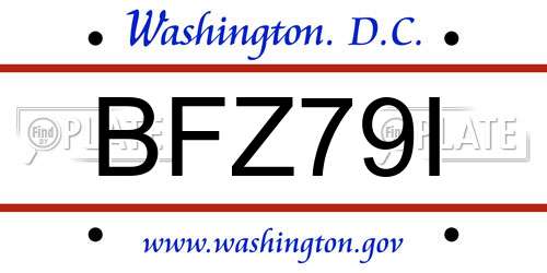 BFZ79I District Of Columbia License Plate