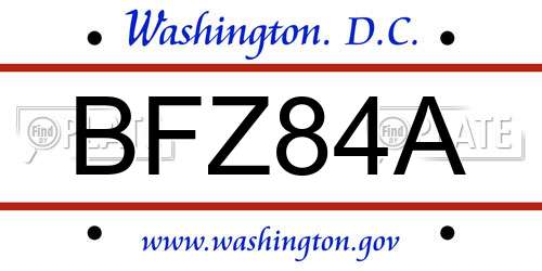 BFZ84A District Of Columbia License Plate