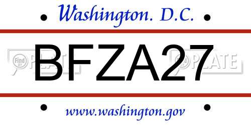 BFZA27 District Of Columbia License Plate
