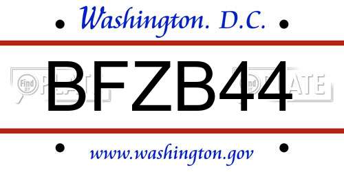 BFZB44 District Of Columbia License Plate