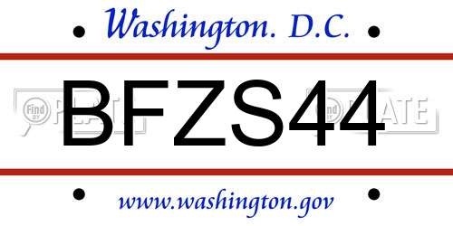 BFZS44 District Of Columbia License Plate