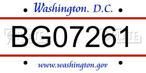 BG07261 District Of Columbia License Plate