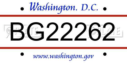 BG22262 District Of Columbia License Plate