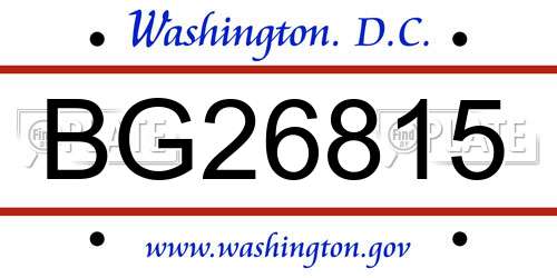 BG26815 District Of Columbia License Plate