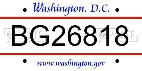 BG26818 District Of Columbia License Plate